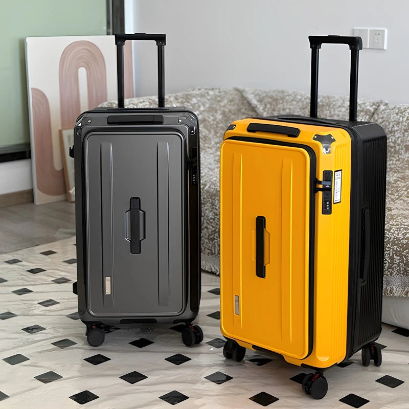 Valise de voyage extensible grande taille 32/34 pouces, ouverture latérale, grand compartiment profond, bagage à cinq roues, valise de voyage épaissie