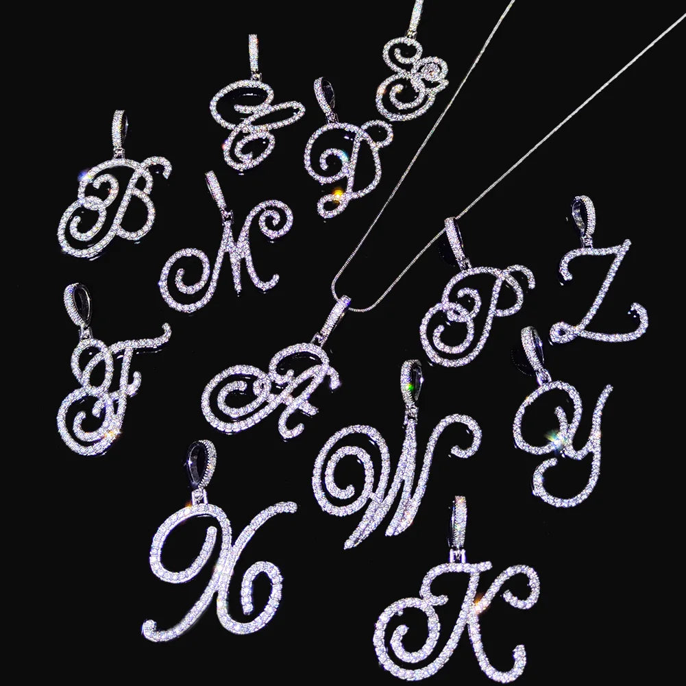 Flatfoosie nouveau A-Z Cursive lettre initiale nom pendentif collier pour femmes Simple corde chaîne lettre collier mode bijoux cadeau