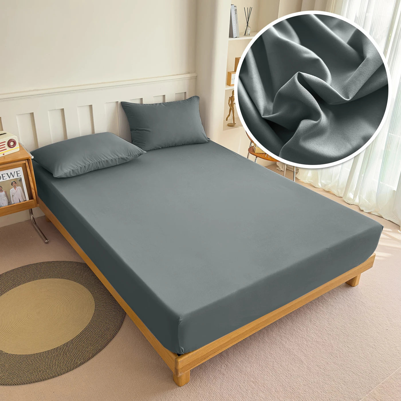 Drap-housse 90/120/150/180x200 avec bande élastique, couleur unie, protège-matelas pour lits simples, doubles et king size, 100% polyester