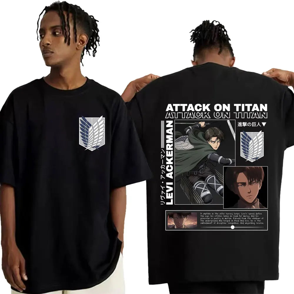 T-shirts graphiques pour homme, T-shirt homme, Ropa Hombre, Vintage Attack on Titan Levi Ackerman, Anime japonais, Nouveauté été 2026