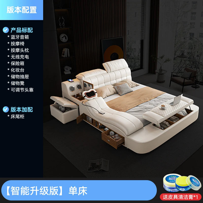 Tête De lit De luxe rembourrée en cuir Massage lit De rangement minimaliste moderne Tatami Camas De Matrimonio dortoir meubles