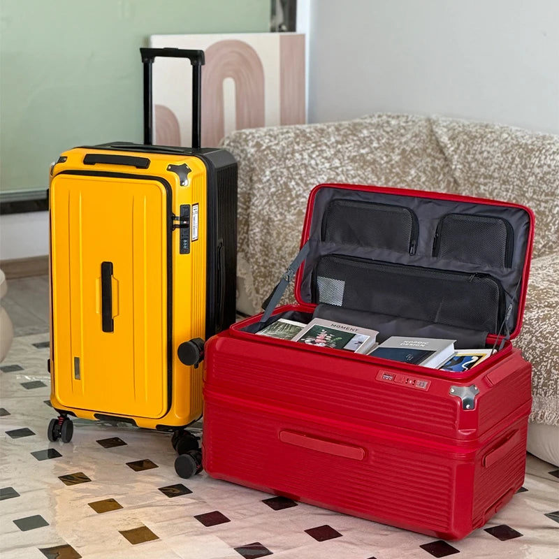Valise de voyage extensible grande taille 32/34 pouces, ouverture latérale, grand compartiment profond, bagage à cinq roues, valise de voyage épaissie