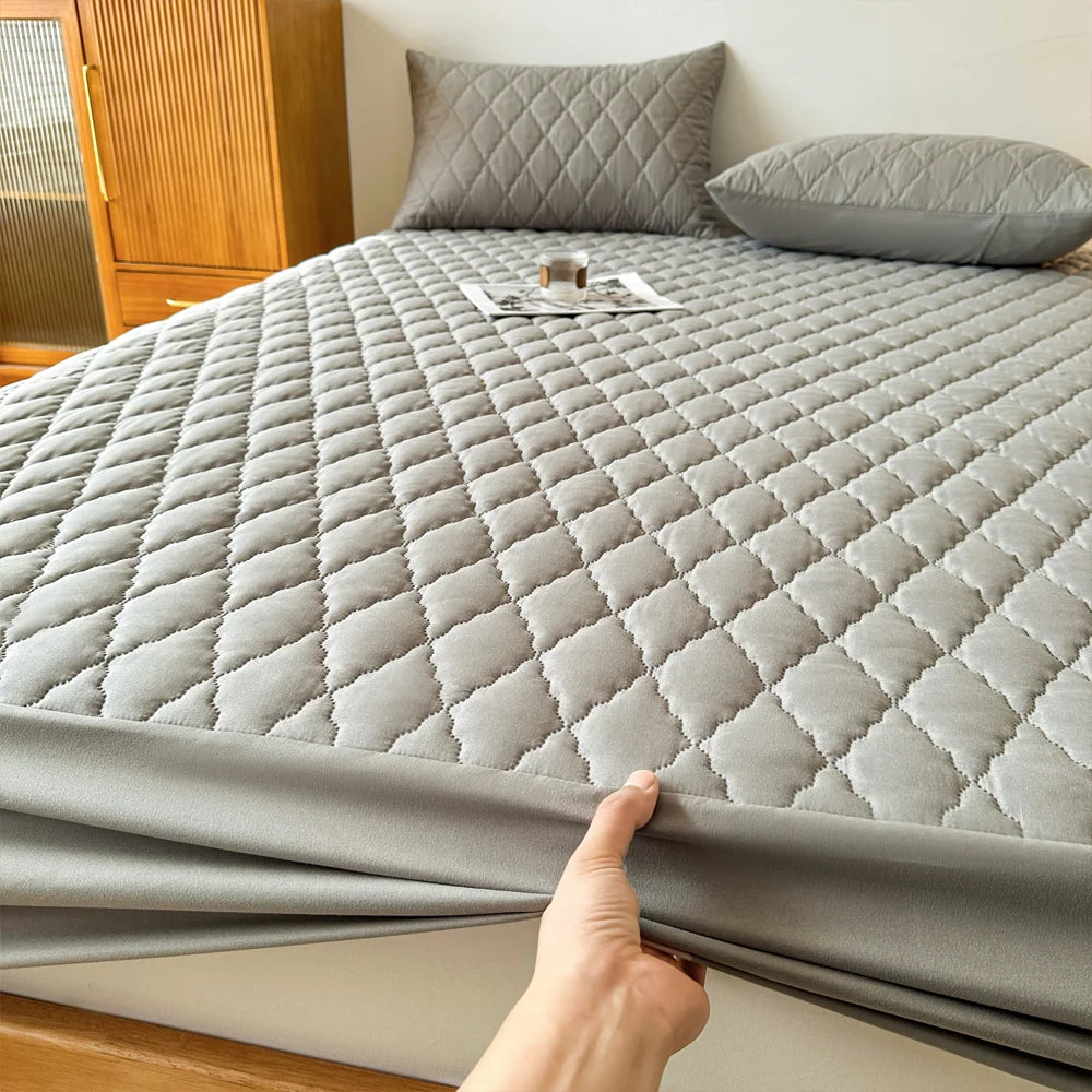 Protège-matelas imperméable gris/blanc, drap-housse de lit simple/double/140/160 multi-taille