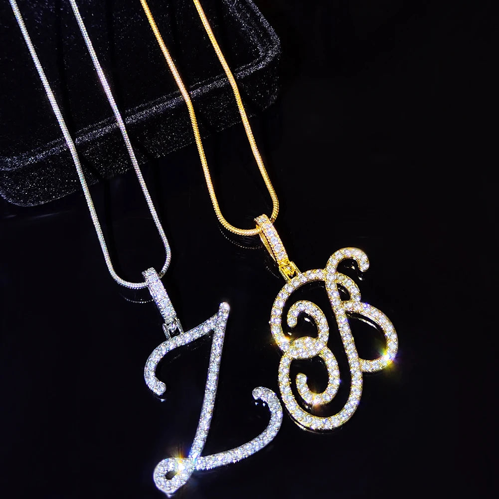 Flatfoosie nouveau A-Z Cursive lettre initiale nom pendentif collier pour femmes Simple corde chaîne lettre collier mode bijoux cadeau