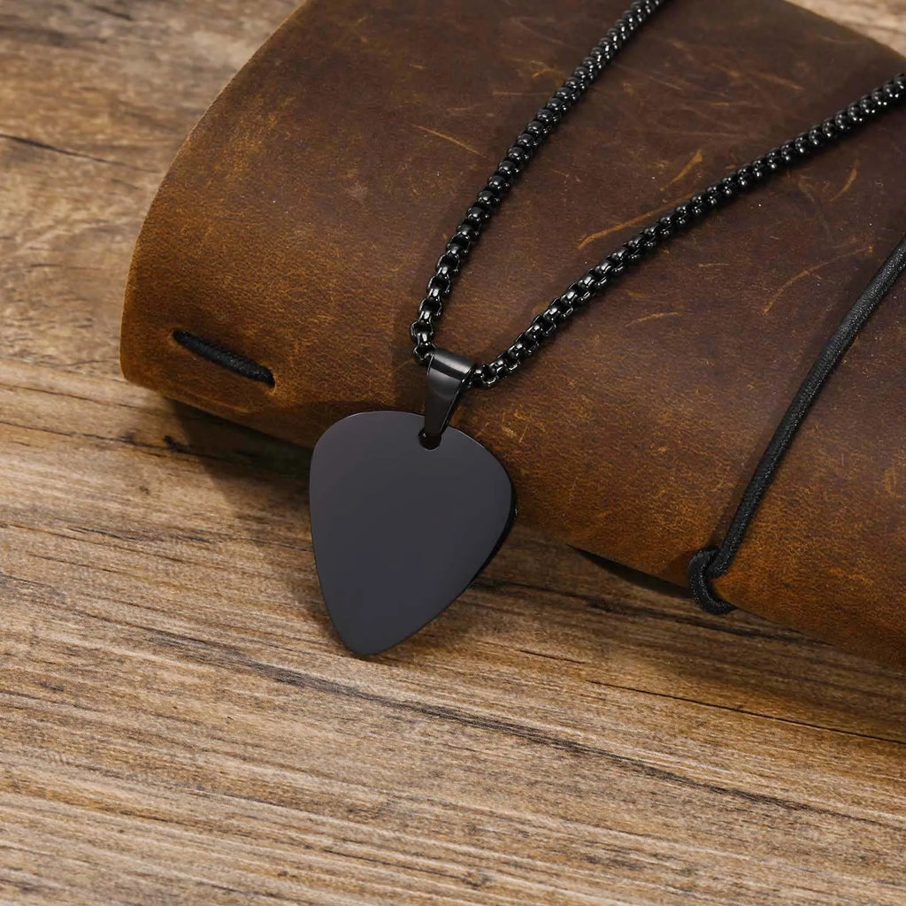 Vnox nouveau collier de médiator de guitare Unique pour hommes garçons, collier pendentif de médiators de guitare en acier inoxydable pour les amateurs de musique cadeaux bijoux