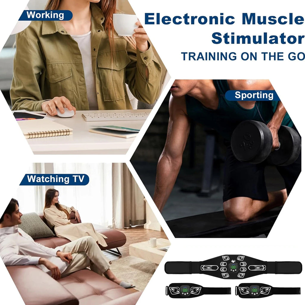 Stimulateur Musculaire EMS, Entraîneur Abdominal, Tonificateur Abdominal, Exercice pour les Bras, le Ventre et les Jambes, Masseur Corporel, Entraînement, Perte de Poids, Brûleur de Graisse, Gym à Domicile