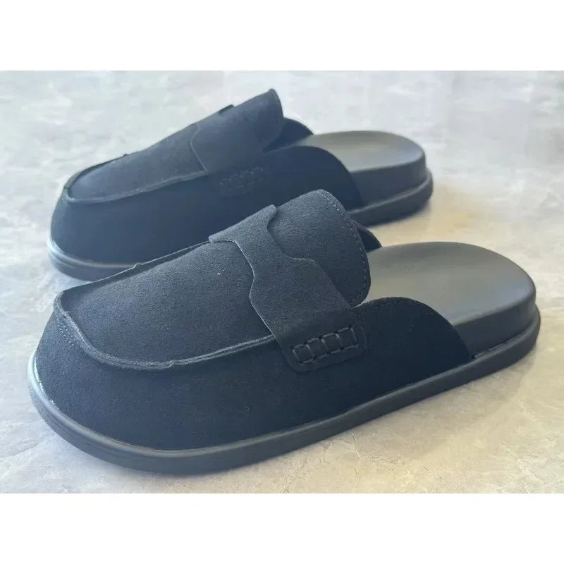 Sandales classiques en daim pour femmes, chaussures d'extérieur antidérapantes et tendance, avec soutien de la voûte plantaire