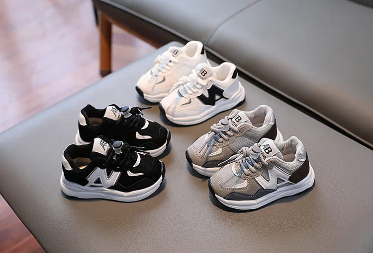 Baskets coordonnantes en cuir non ald pour enfants, chaussures de course, baskets, garçons, filles, enfants, nouveau panier