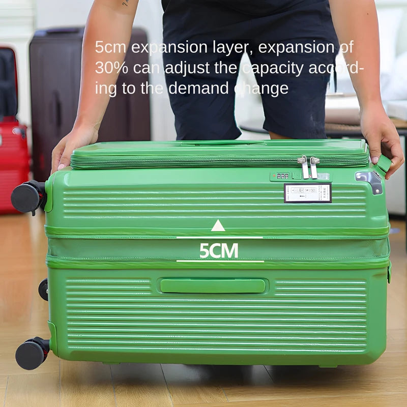 Valise de voyage extensible grande taille 32/34 pouces, ouverture latérale, grand compartiment profond, bagage à cinq roues, valise de voyage épaissie