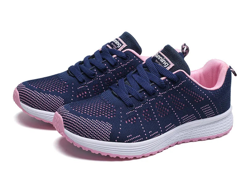 Baskets plates en maille pour femmes, chaussures vulcanisées, blanches, décontractées, respirantes, pour la marche et la Gym, 2021