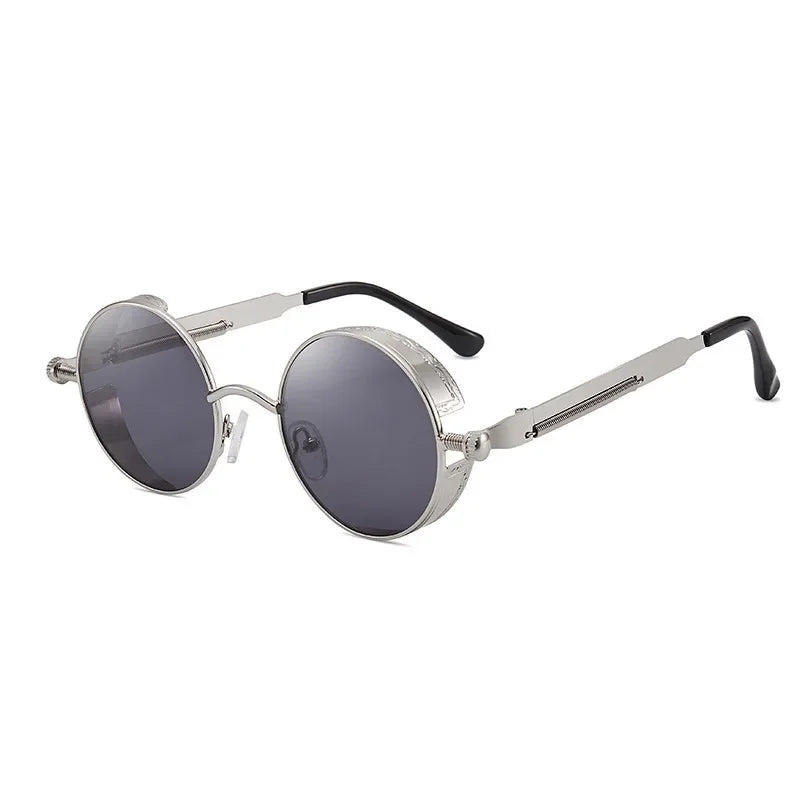 Lunettes de soleil rondes steampunk classiques pour hommes et femmes, lunettes de soleil gothiques rétro pour hommes, mode punk, fête, conduite