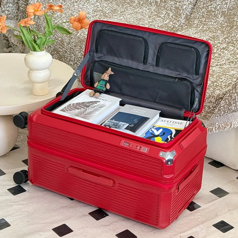 Valise de voyage extensible grande taille 32/34 pouces, ouverture latérale, grand compartiment profond, bagage à cinq roues, valise de voyage épaissie