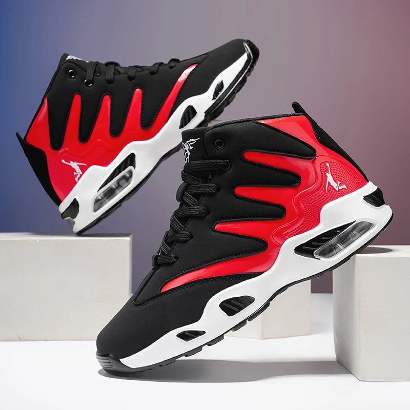 Chaussures de basket-ball montantes pour hommes, robustes et stables, baskets d'entraînement à lacets, unisexe, adaptées à la course, au sport, au basketball et à la marche. Cadeau idéal pour les hommes, léger, confort