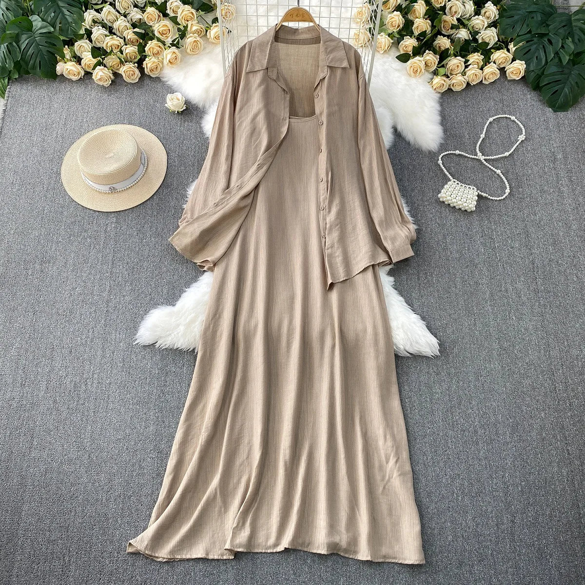 Robe chemise pour femmes musulmanes, ensemble deux pièces, costumes modestes solides, Ensemble musulman du Ramadan, Maroc, dubaï, Abayas, tenues islamiques Jalabiya