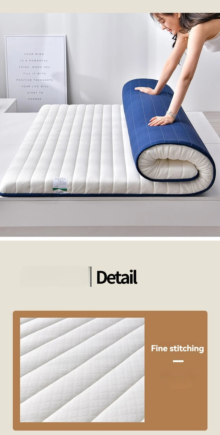 Coussin de matelas en latex, literie épaisse pour usage domestique, semelle pour usage simple ou double, coussin de matelas pliable en coton à mémoire de forme