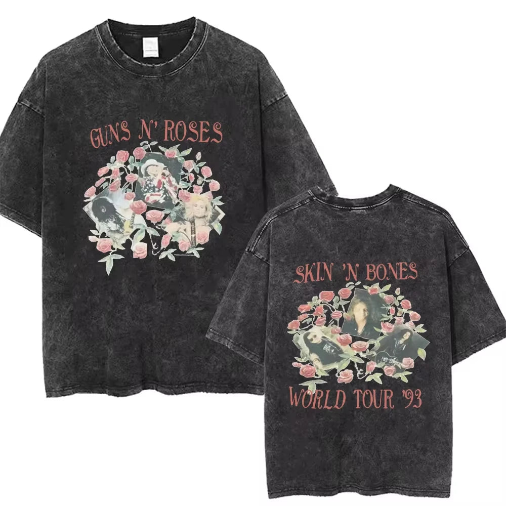 T-shirt graphique pour homme, nouvelle collection, style vintage délavé Guns N' Roses Slash 85