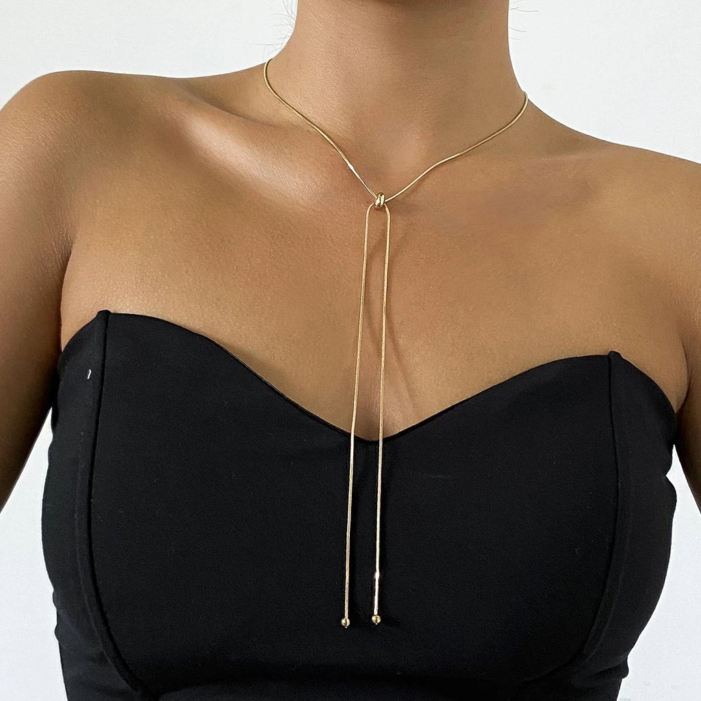 Ingemark minimalisme 2022 Long gland collier pour femmes filles Vintage poitrine mince chaîne boule pendentif femme cou bijoux cadeau nouveau