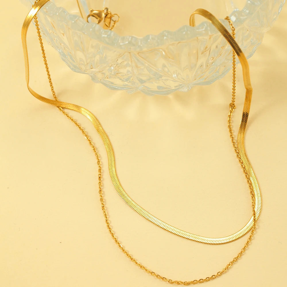 Nouveau 2025 acier inoxydable Double couche empilable chaîne collier femmes femme tour de cou bijoux collier pour les femmes