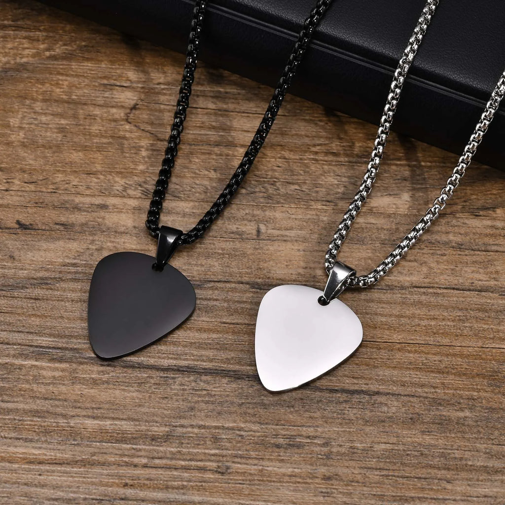 Vnox nouveau collier de médiator de guitare Unique pour hommes garçons, collier pendentif de médiators de guitare en acier inoxydable pour les amateurs de musique cadeaux bijoux