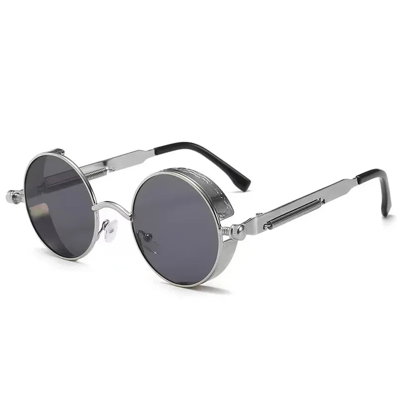 Lunettes de soleil rondes steampunk classiques pour hommes et femmes, lunettes de soleil gothiques rétro pour hommes, mode punk, fête, conduite