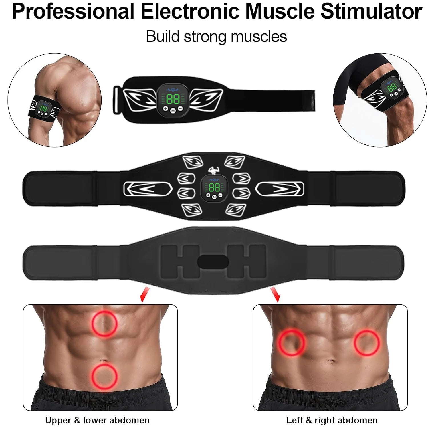 Stimulateur Musculaire EMS, Entraîneur Abdominal, Tonificateur Abdominal, Exercice pour les Bras, le Ventre et les Jambes, Masseur Corporel, Entraînement, Perte de Poids, Brûleur de Graisse, Gym à Domicile