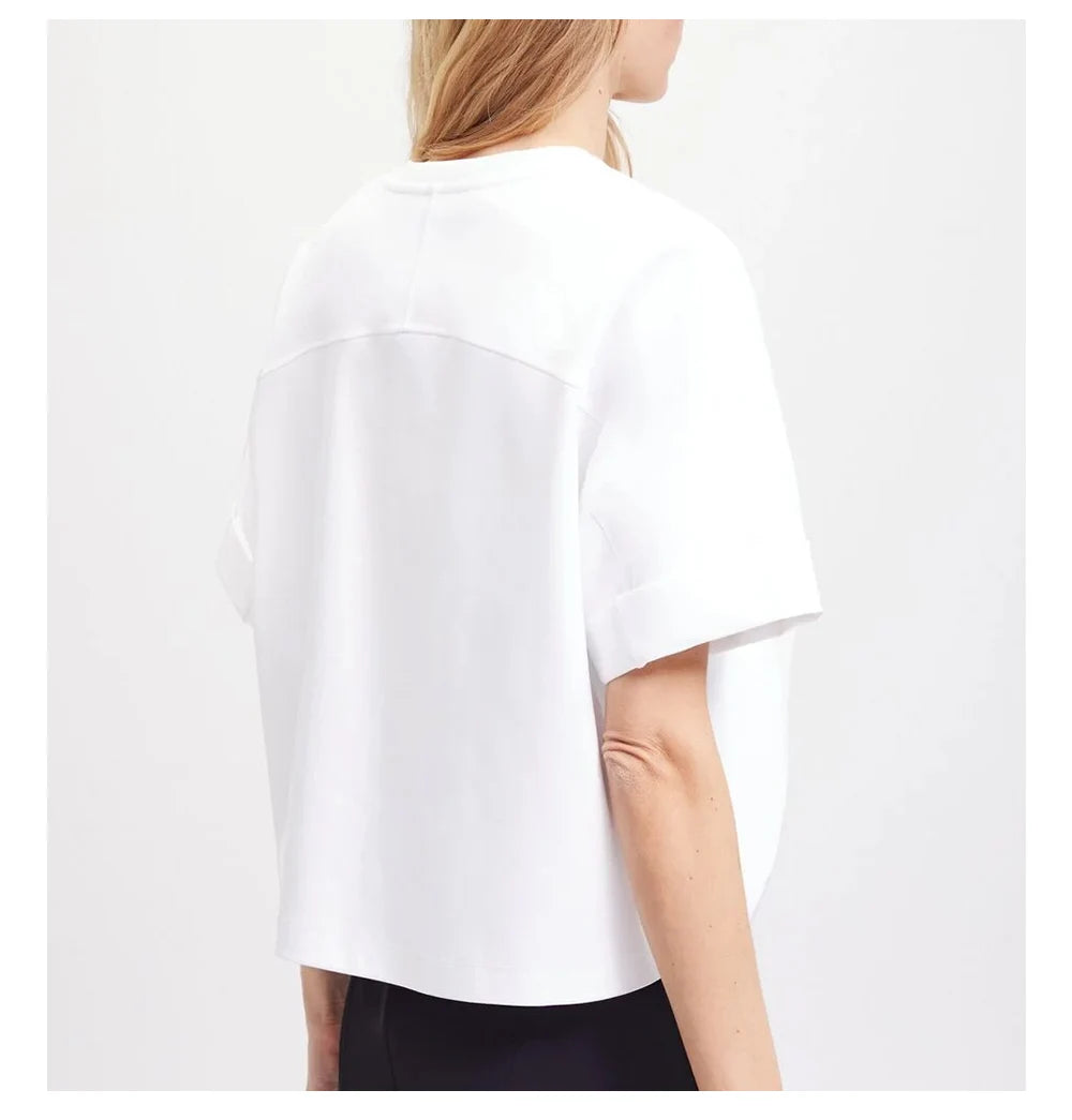 T-shirt pour femme, mode, luxe, coton, col rond, classique, basique, manches courtes