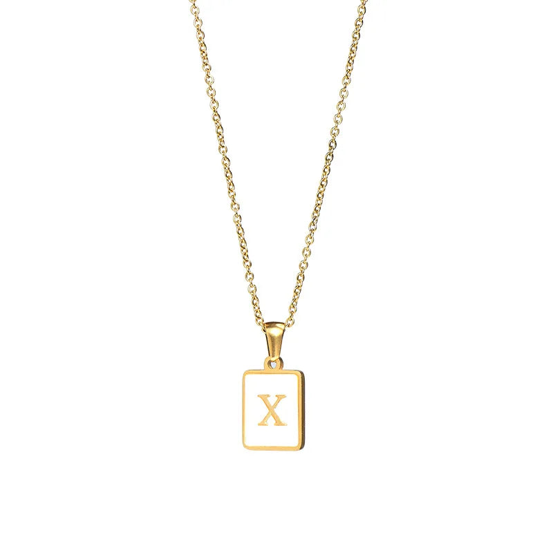 E.B.belle – collier minimaliste en nacre pour femmes, en acier inoxydable, sans ternissement, avec lettres plaquées or