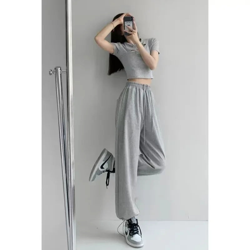 Nouveau Jogging pantalons de survêtement femmes Joggers pantalons de sport mode femme coréen survêtement Pantalon femme