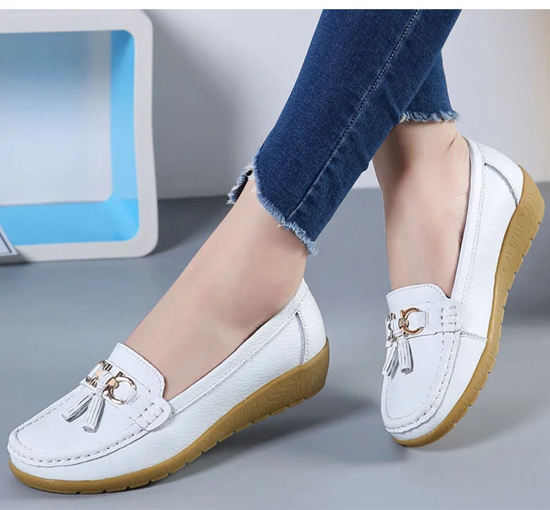 Femme chaussures talons bas chaussures décontractées femmes mocassins sans lacet chaussures plates Mocassins Femmes chaussures confortables femmes chaussures plates blanc