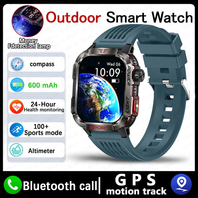 Nouveau militaire GPS montre intelligente hommes lampe de poche boussole étanche 600mAh batterie en plein air Sport Tracker Bluetooth appel Smartwatch