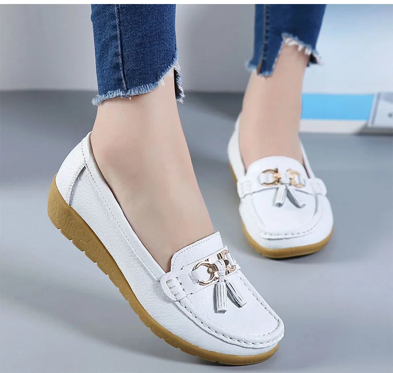 Femme chaussures talons bas chaussures décontractées femmes mocassins sans lacet chaussures plates Mocassins Femmes chaussures confortables femmes chaussures plates blanc
