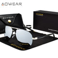 AOWEAR hommes Aviation lunettes de soleil hommes miroir polarisé lunettes de soleil pour homme HD conduite pilote lunettes de soleil lunettes de soleil homme