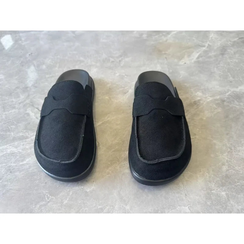 Sandales classiques en daim pour femmes, chaussures d'extérieur antidérapantes et tendance, avec soutien de la voûte plantaire
