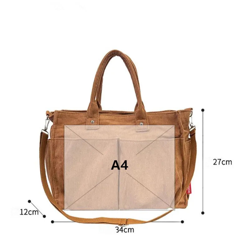 Sac fourre-tout en velours côtelé chaud, sac à bandoulière élégant et pratique, sac bandoulière décontracté et minimaliste