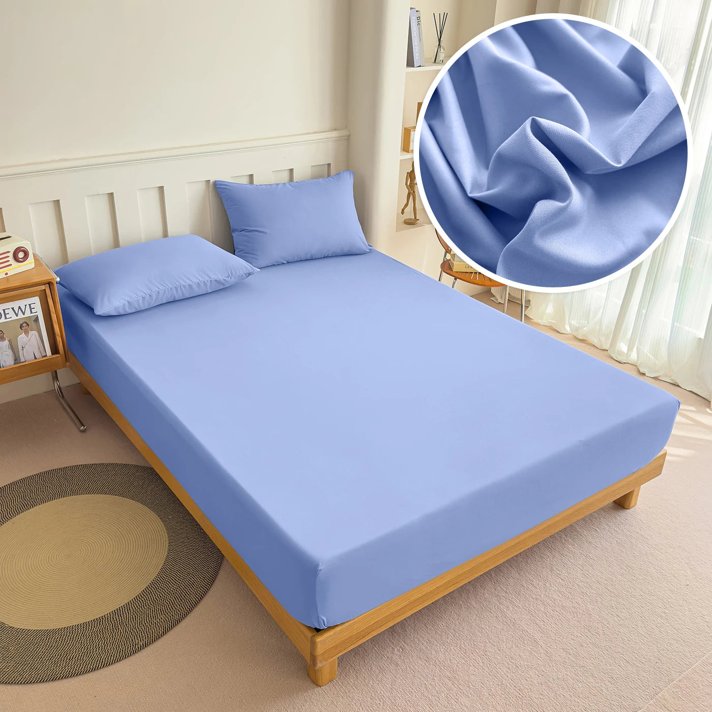 Drap-housse 90/120/150/180x200 avec bande élastique, couleur unie, protège-matelas pour lits simples, doubles et king size, 100% polyester