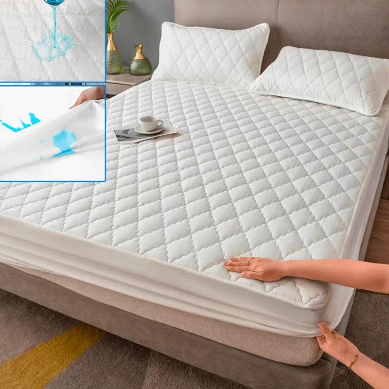 Protège-matelas imperméable gris/blanc, drap-housse de lit simple/double/140/160 multi-taille