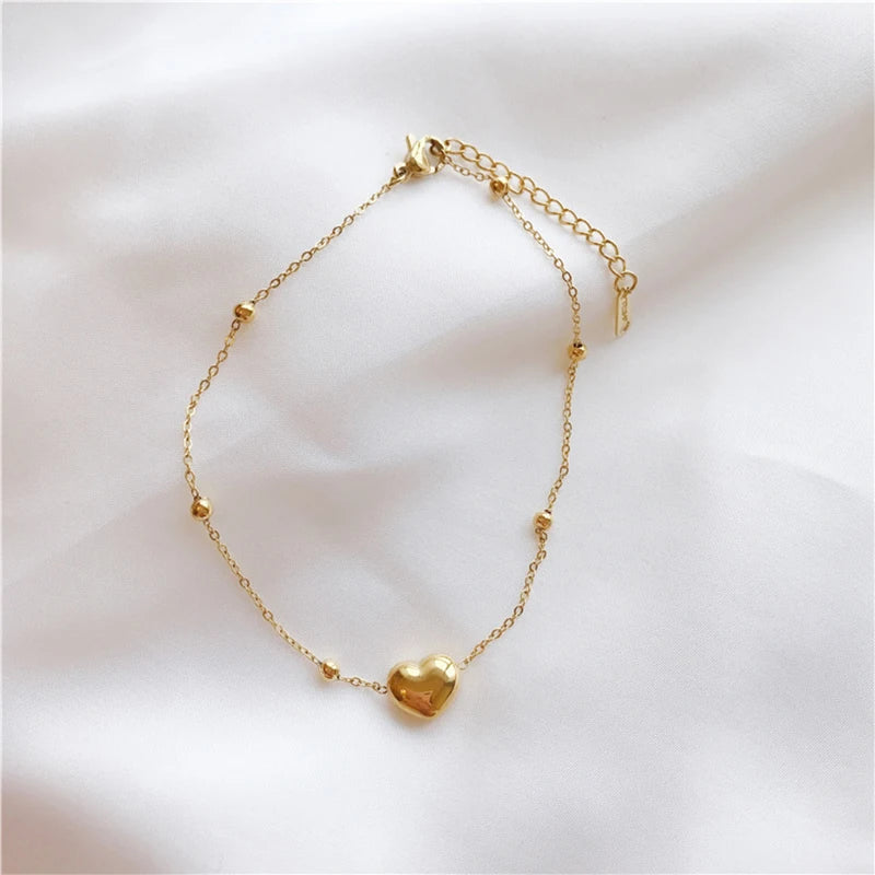 DIEYURO 316L acier inoxydable couleur or coeur amour chaîne collier Bracelets pour femme fille nouvelle mode ne se décolore pas ensemble de bijoux