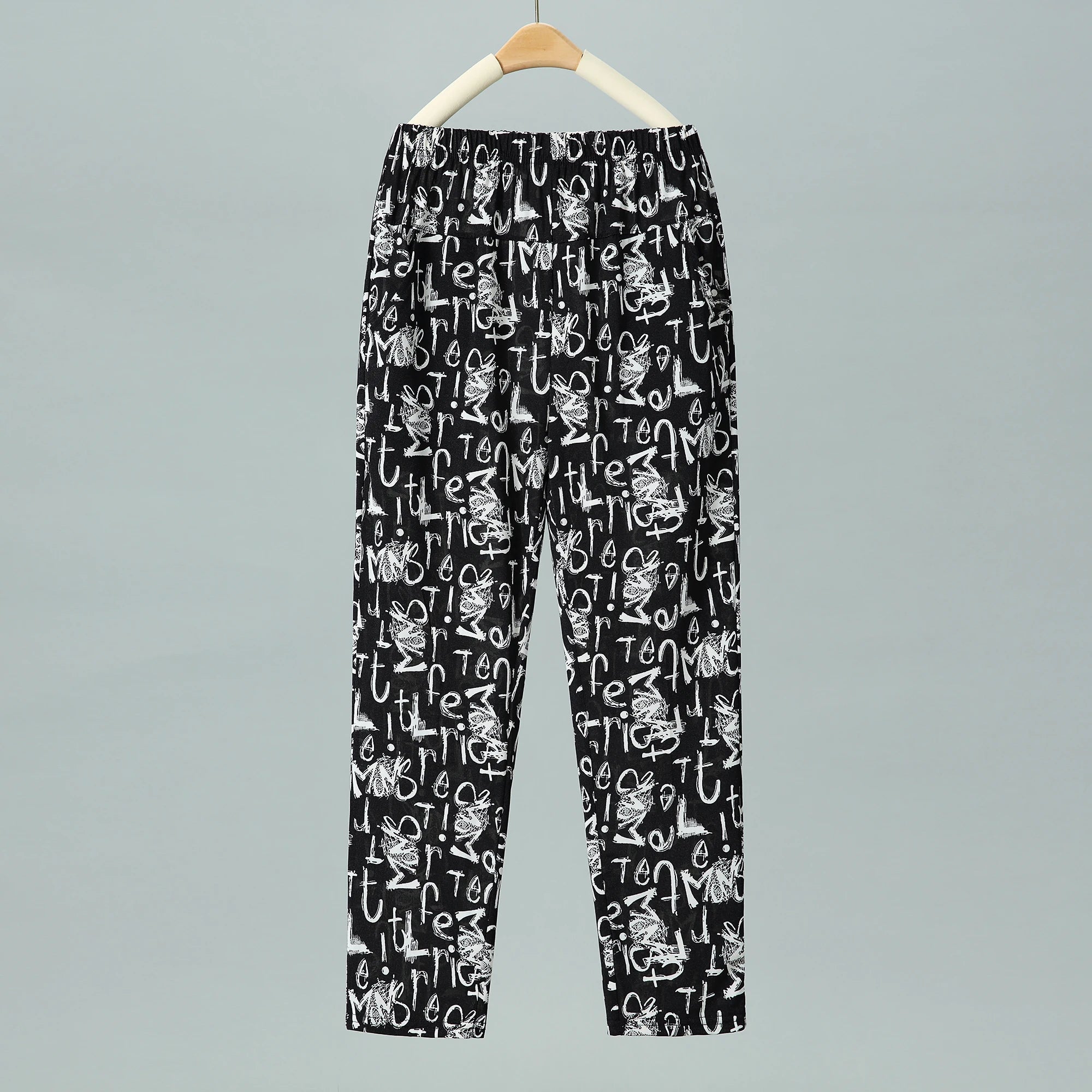 Pantalon d'été fin en soie glacée, coupe droite ample, taille haute, motif floral, pour maman et grand-mère, confortable et décontracté