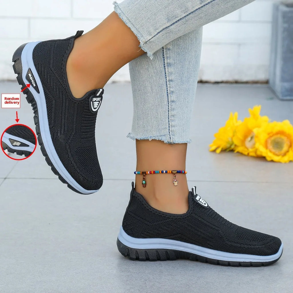 Chaussures décontractées respirantes et tendance pour femme 2026 – Baskets basses en maille aérée à talon plat et semelle souple, confortables pour maman