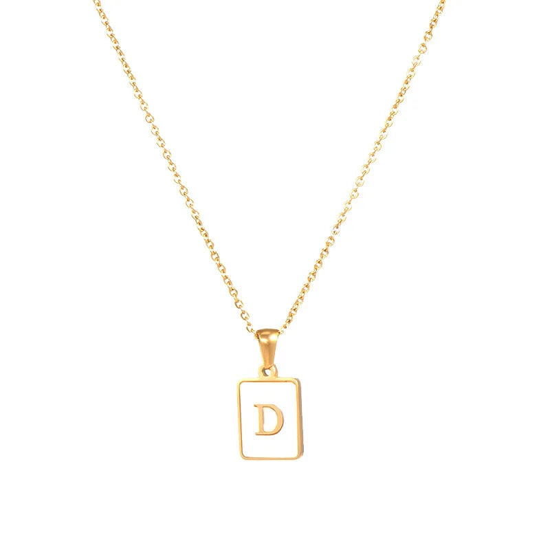 E.B.belle – collier minimaliste en nacre pour femmes, en acier inoxydable, sans ternissement, avec lettres plaquées or