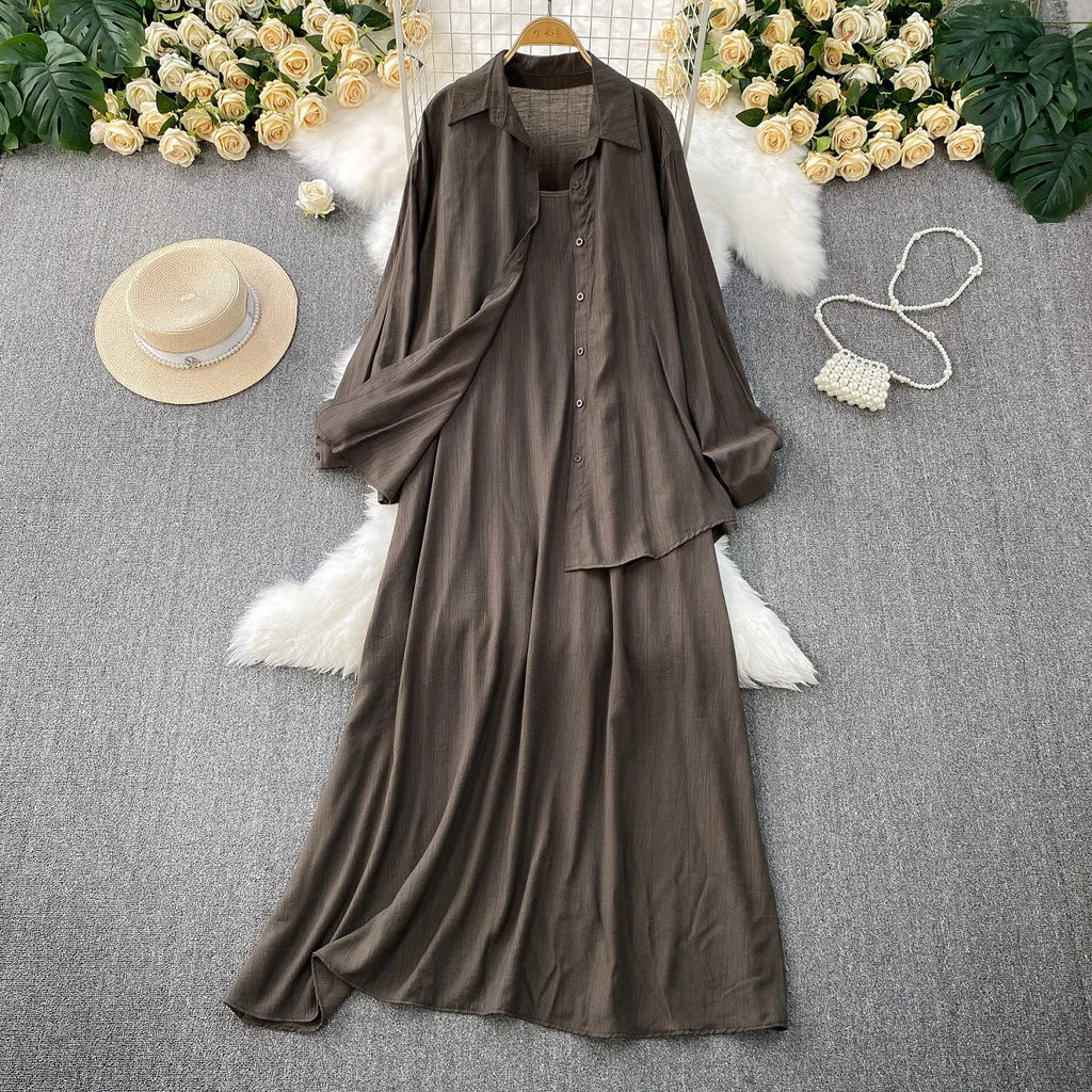 Robe chemise pour femmes musulmanes, ensemble deux pièces, costumes modestes solides, Ensemble musulman du Ramadan, Maroc, dubaï, Abayas, tenues islamiques Jalabiya