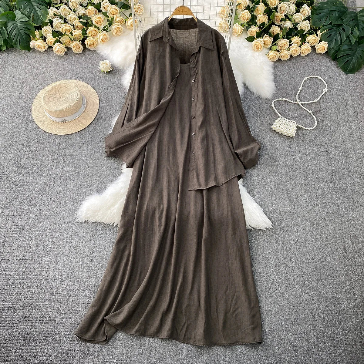 Robe chemise pour femmes musulmanes, ensemble deux pièces, costumes modestes solides, Ensemble musulman du Ramadan, Maroc, dubaï, Abayas, tenues islamiques Jalabiya