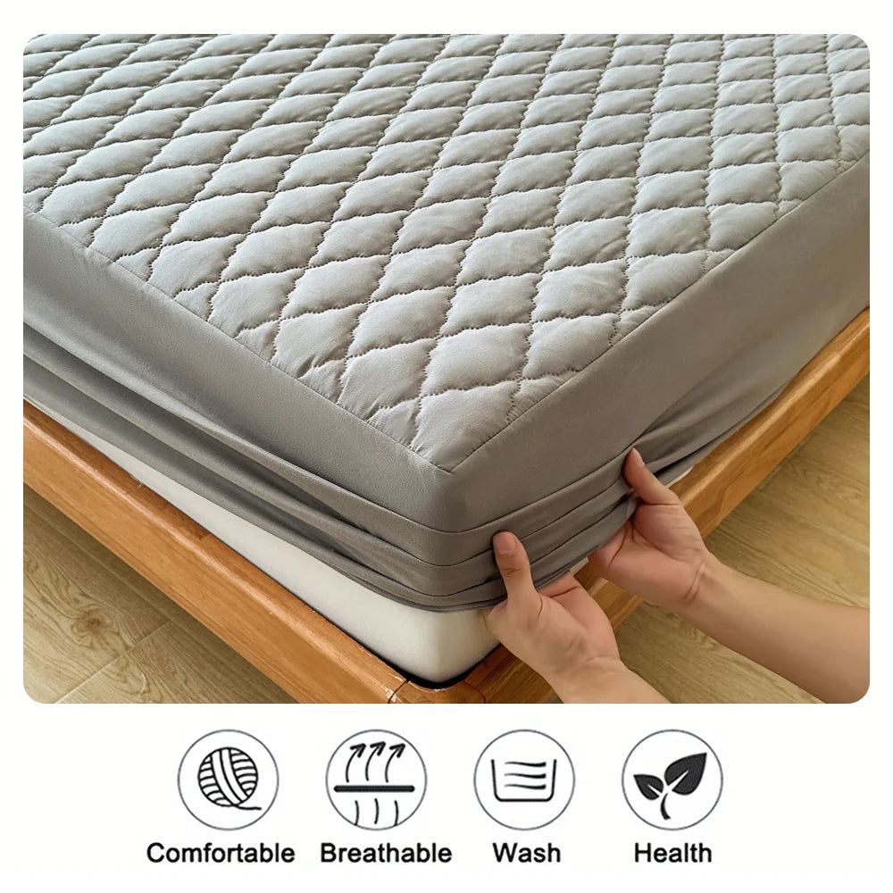Protège-matelas imperméable gris/blanc, drap-housse de lit simple/double/140/160 multi-taille