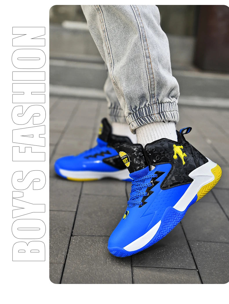 Chaussures de basket-ball classiques pour enfants, baskets antidérapantes d'extérieur pour garçons et filles, baskets décontractées à plateforme, chaussures de sport pour enfants