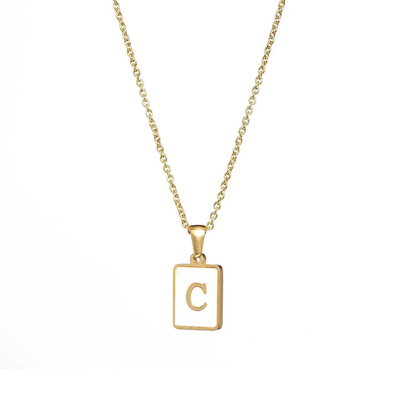 E.B.belle – collier minimaliste en nacre pour femmes, en acier inoxydable, sans ternissement, avec lettres plaquées or