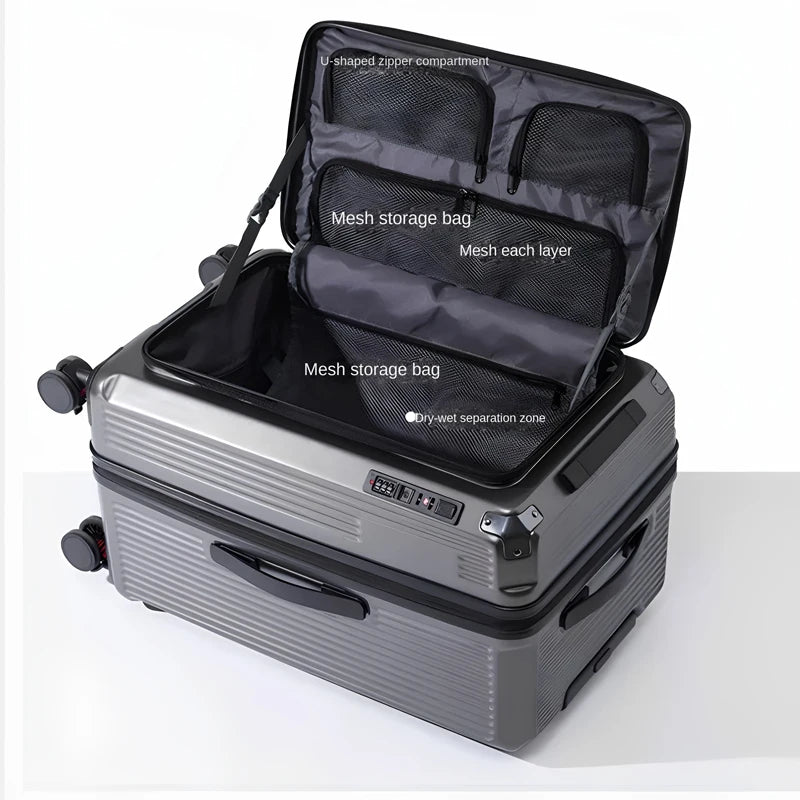 Valise de voyage extensible grande taille 32/34 pouces, ouverture latérale, grand compartiment profond, bagage à cinq roues, valise de voyage épaissie