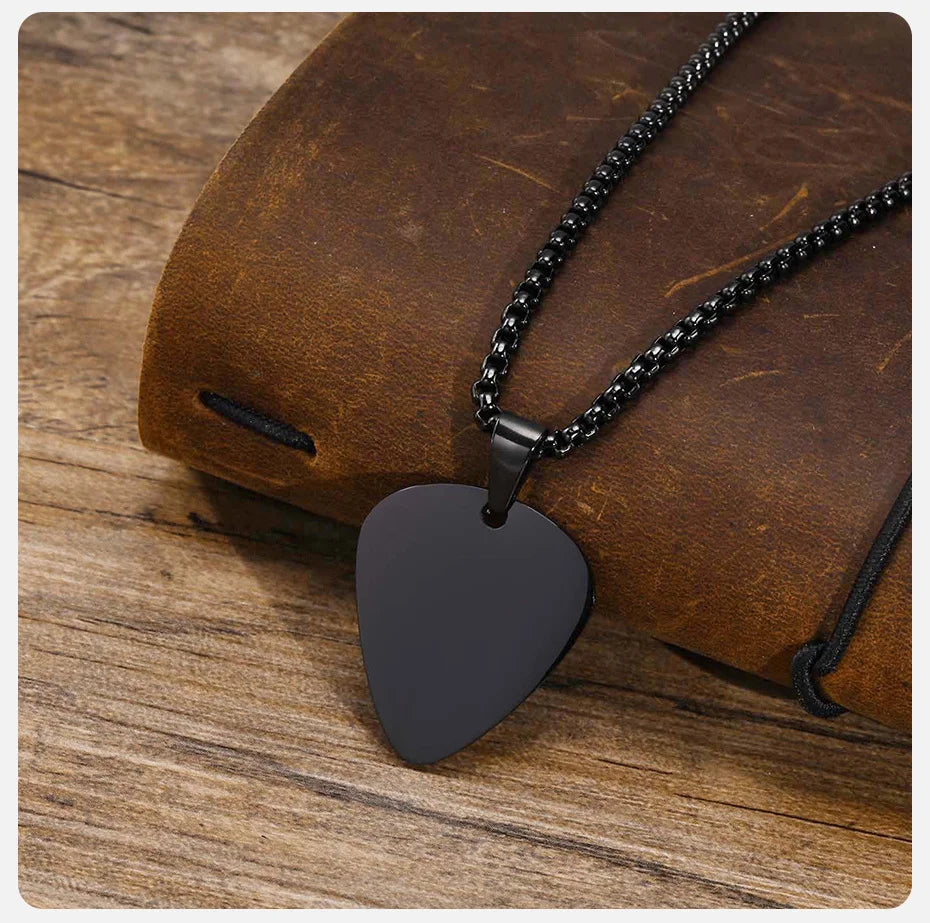 Vnox nouveau collier de médiator de guitare Unique pour hommes garçons, collier pendentif de médiators de guitare en acier inoxydable pour les amateurs de musique cadeaux bijoux