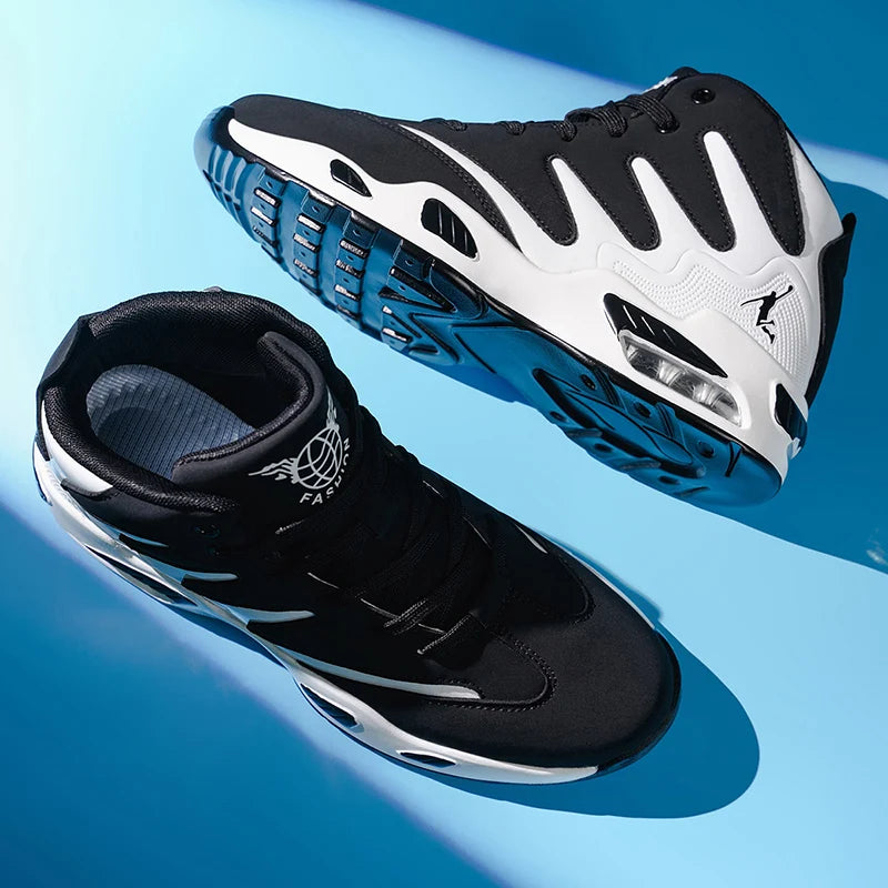 Chaussures de basket-ball montantes pour hommes, robustes et stables, baskets d'entraînement à lacets, unisexe, adaptées à la course, au sport, au basketball et à la marche. Cadeau idéal pour les hommes, léger, confort