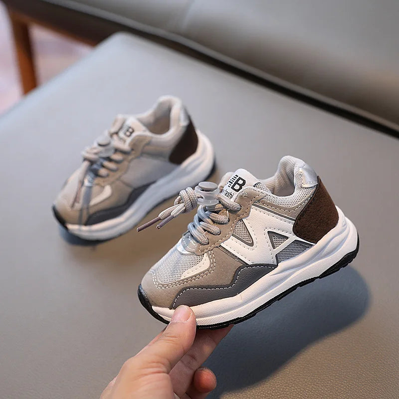 Baskets coordonnantes en cuir non ald pour enfants, chaussures de course, baskets, garçons, filles, enfants, nouveau panier