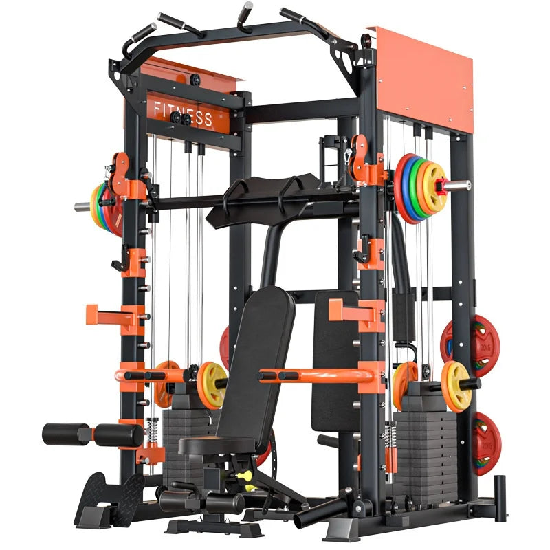 Machine Smith multifonctionnelle pour entraînement complet, grand équipement de fitness, cadre de poussée pour squats profonds, personnalisable